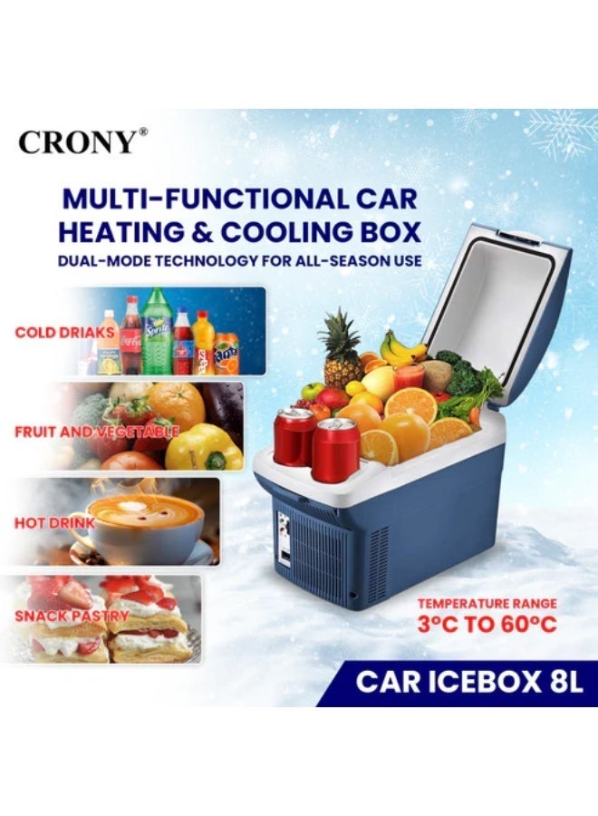 CRONY 8L Portable Mini Car Refrigerator | Low Noise Compact Cooler & Warmer | 12V DC, 30W | AC/DC Powered with Self-Locking Lid, Removable Shelf & Cup Holder 8L Portable Mini Car Refrigerator – Low Noise Compact Cooler & Warmer, 12V DC, 30W, AC/DC Powered, Self-Locking Lid, Removable Shelf & Cup Holder – Ideal for Road Trips, Camping, and Outdoor Adventures - Image 3